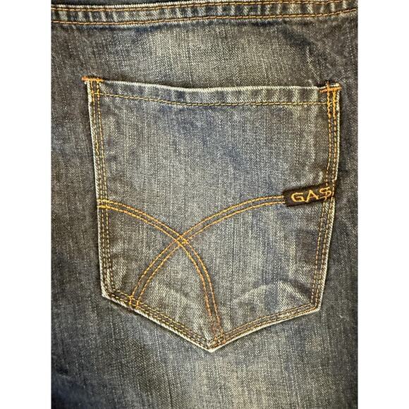 Gas Distressed Jeans Mens 36x34 Blue Denim Straight Leg Faded Back Pocket Hit - Picture 8 of 8